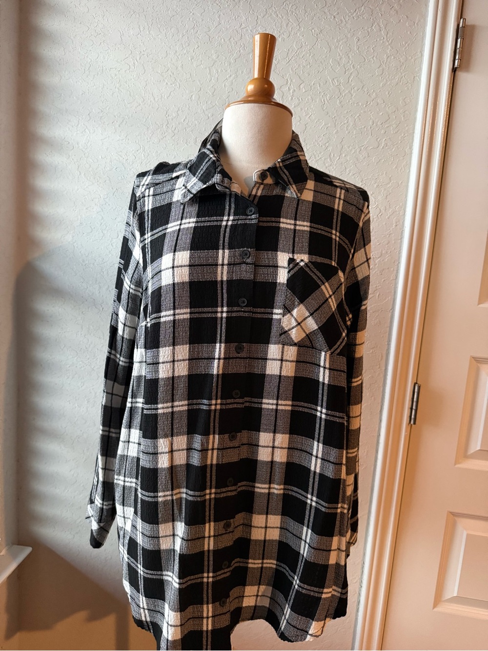 torrid Black and White Plaid Button-Down Shirt